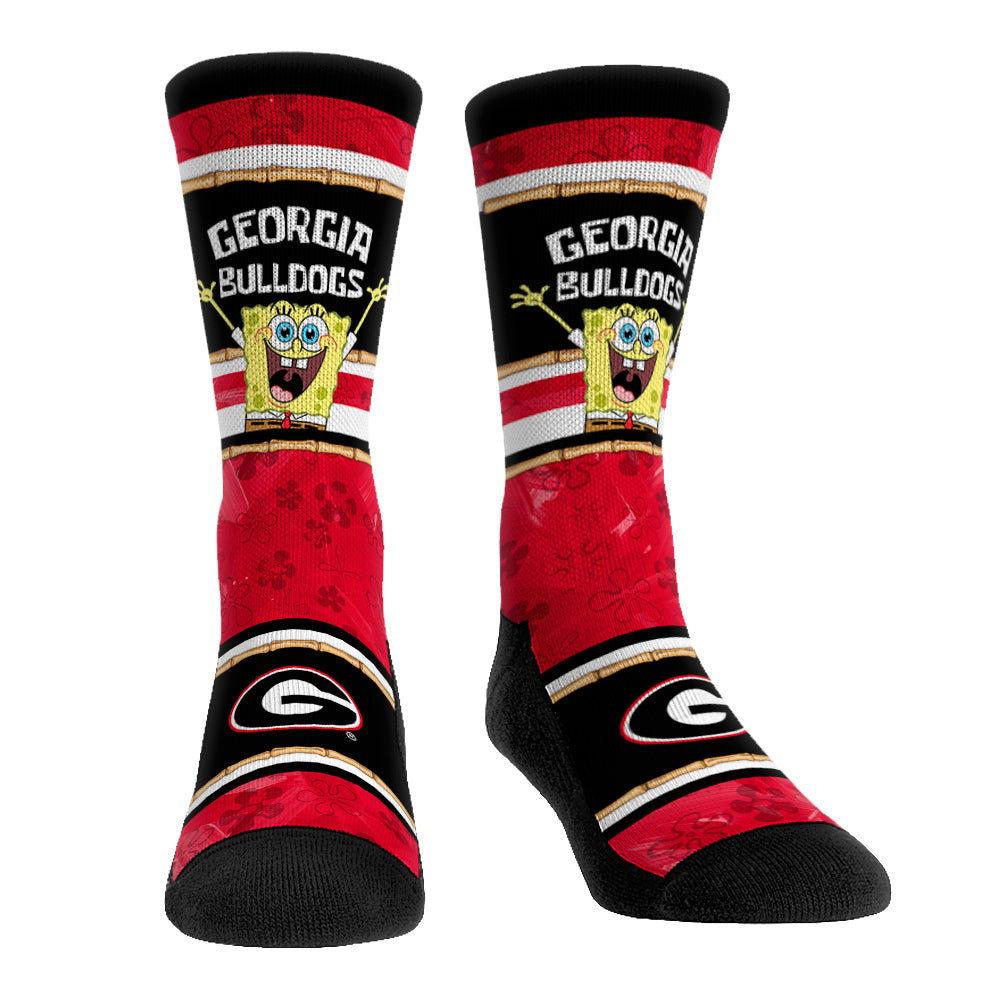 Georgia Bulldogs - SpongeBob SquarePants Tiki Stripe Crew Socks