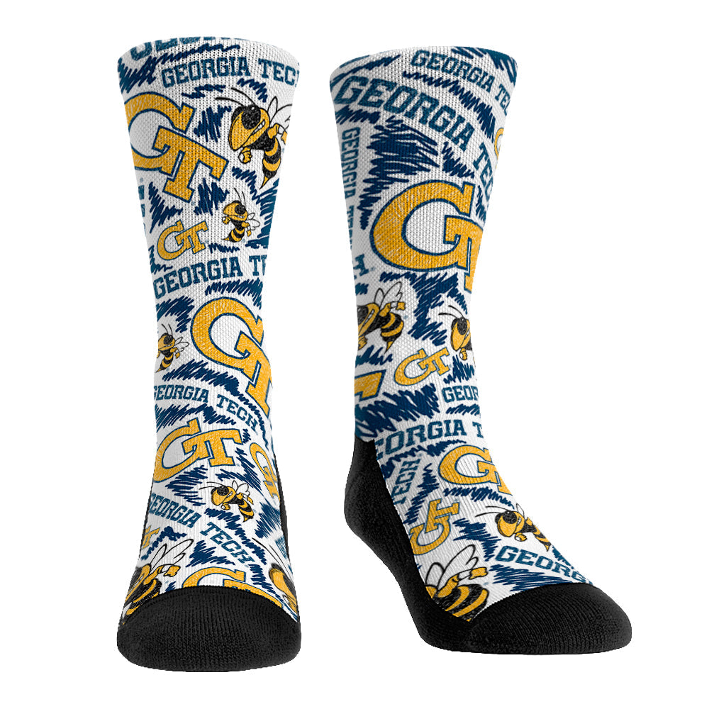 Georgia Tech Yellow Jackets - Logo Sketch Crew Socks