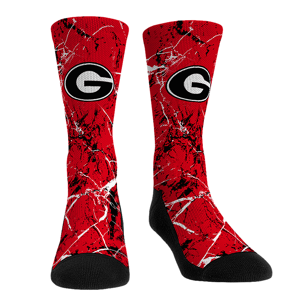 Georgia Bulldogs - Cracked Marble Crew Socks
