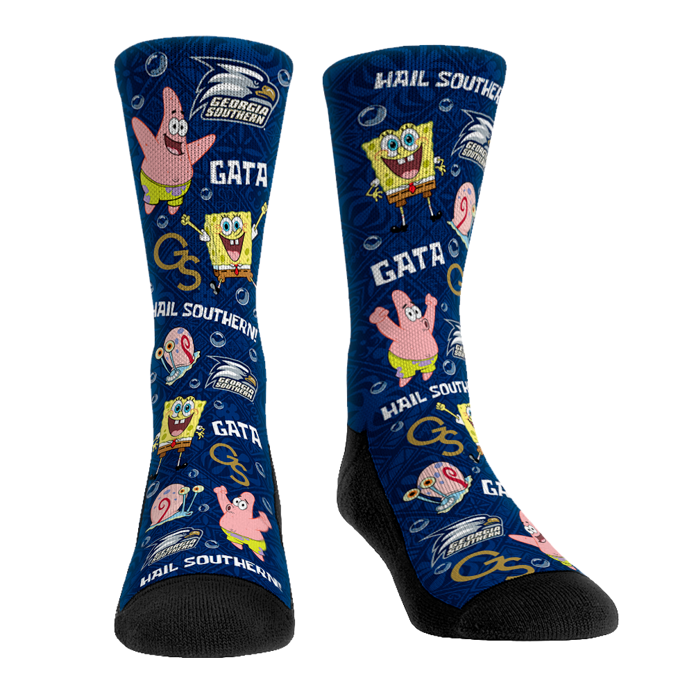 Georgia Southern Eagles - SpongeBob SquarePants Characters All-Over Crew Socks