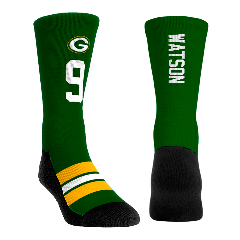 Christian Watson - Green Bay Packers - Jersey (Green) Crew Socks