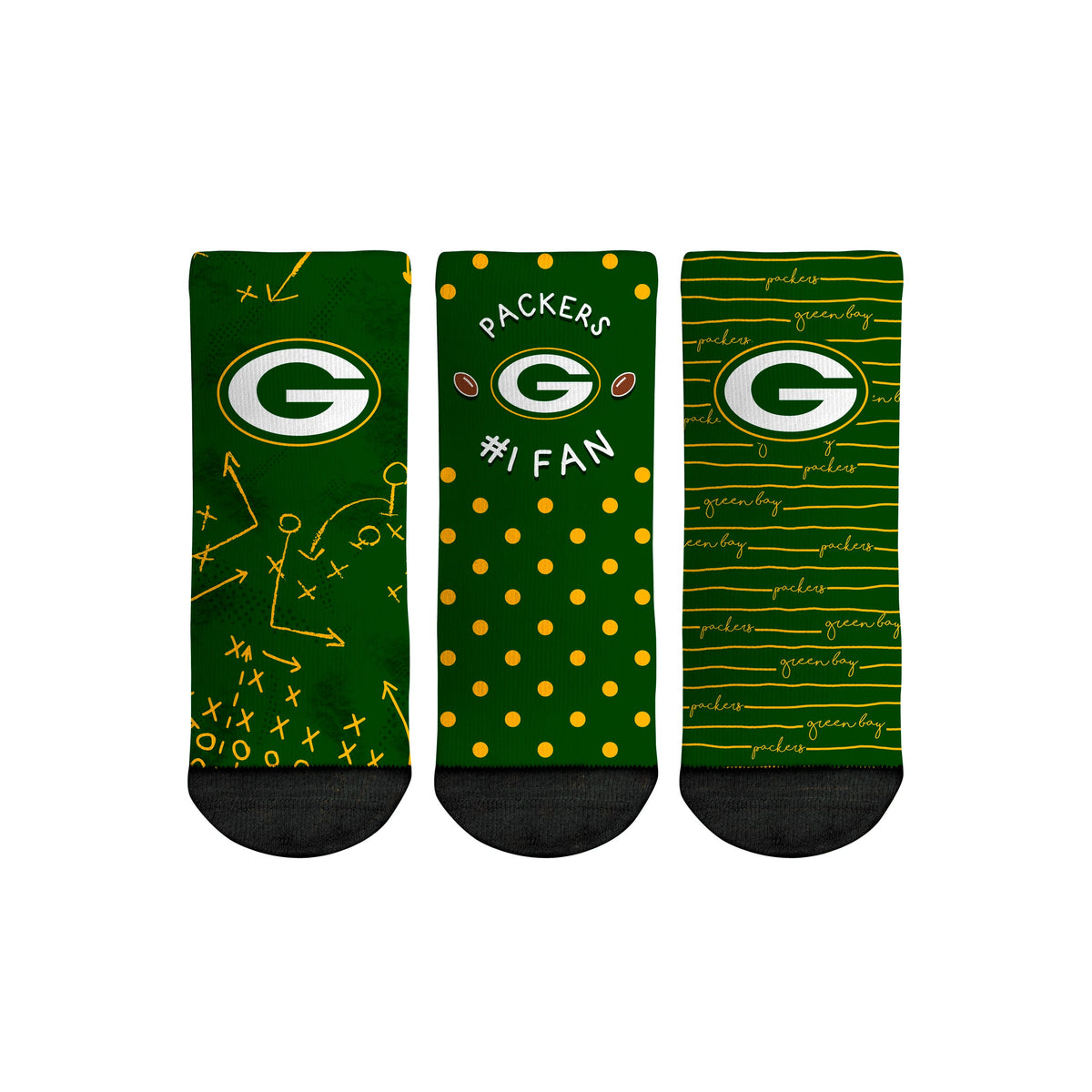 Green Bay Packers - Number 1 Fan 3-Pack (Toddler) Socks