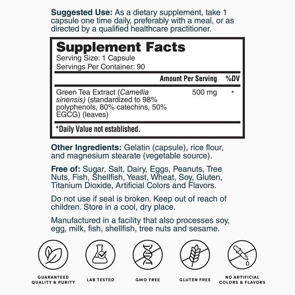 Green Tea Extract 500 mg - 90 Capsules