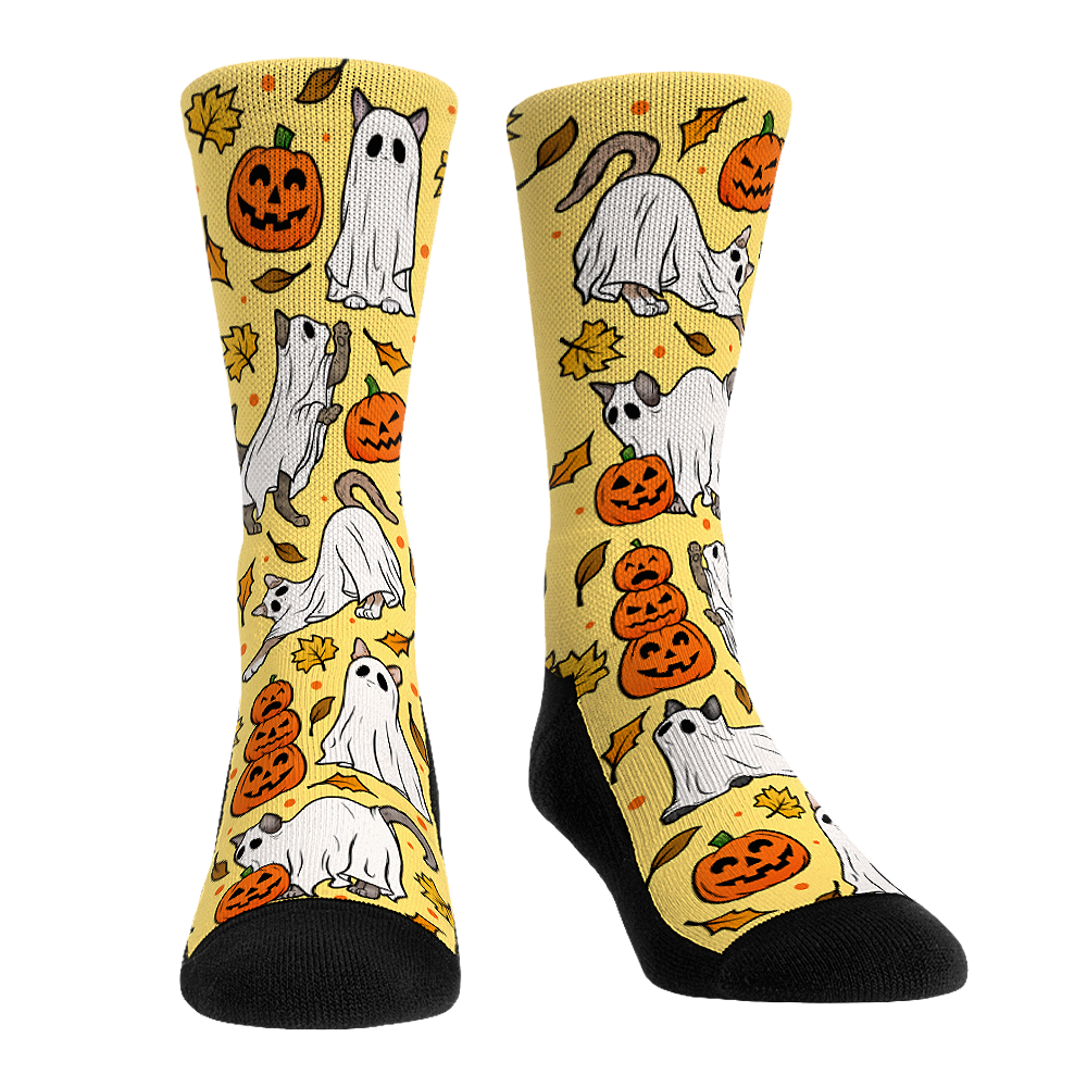 Ghost Cats All-Over Crew Socks