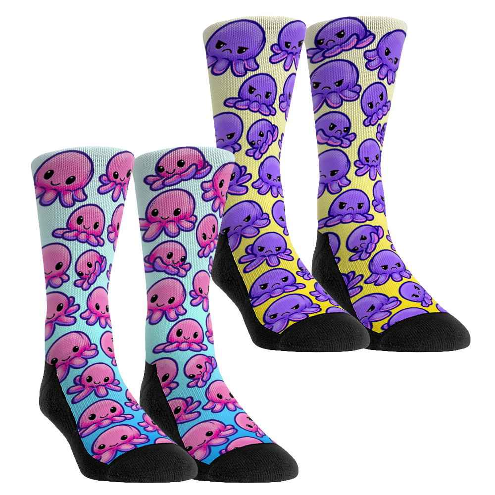 Happy / Sad Octopus - 2-Pack Crew Socks
