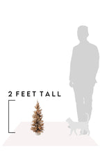 WONDERWALL ‘Noël DuBois’ 2-Foot Pre-Lit Brown Tabletop Christmas Tree with Burlap Base