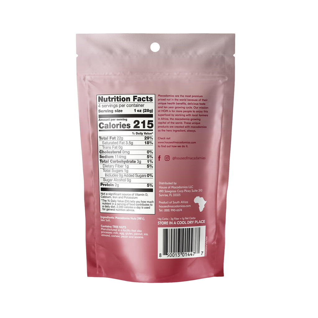 Dry Roasted Macadamia Nuts with Namibian Sea Salt (4 oz x 6 Bags)