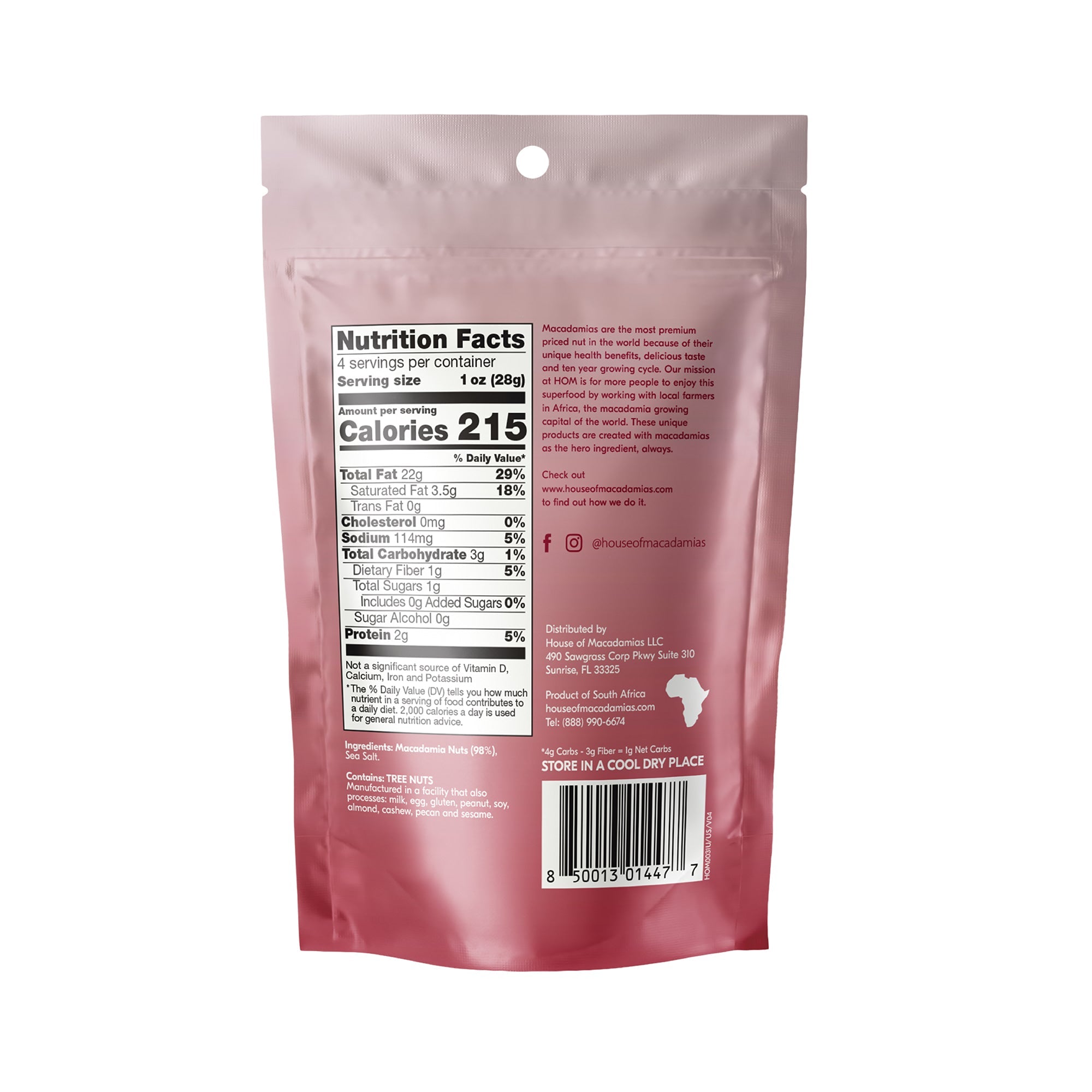 Dry Roasted Macadamia Nuts with Namibian Sea Salt (4 oz x 6 Bags)