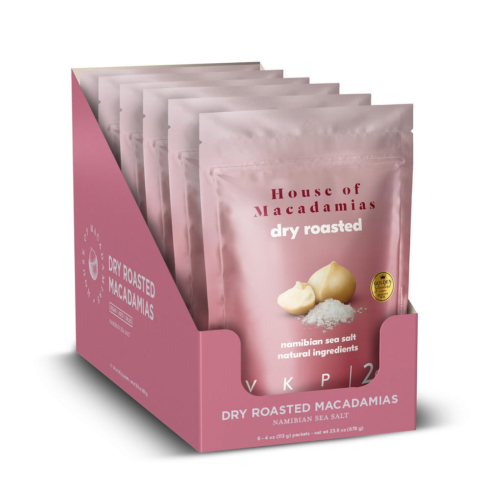 Dry Roasted Macadamia Nuts with Namibian Sea Salt (4 oz x 6 Bags)