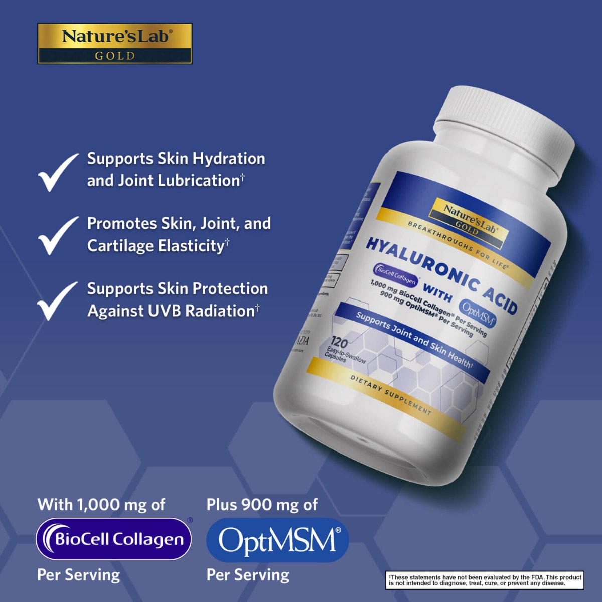 Hyaluronic Acid with BioCell Collagen® & OptiMSM® - 120 Capsules