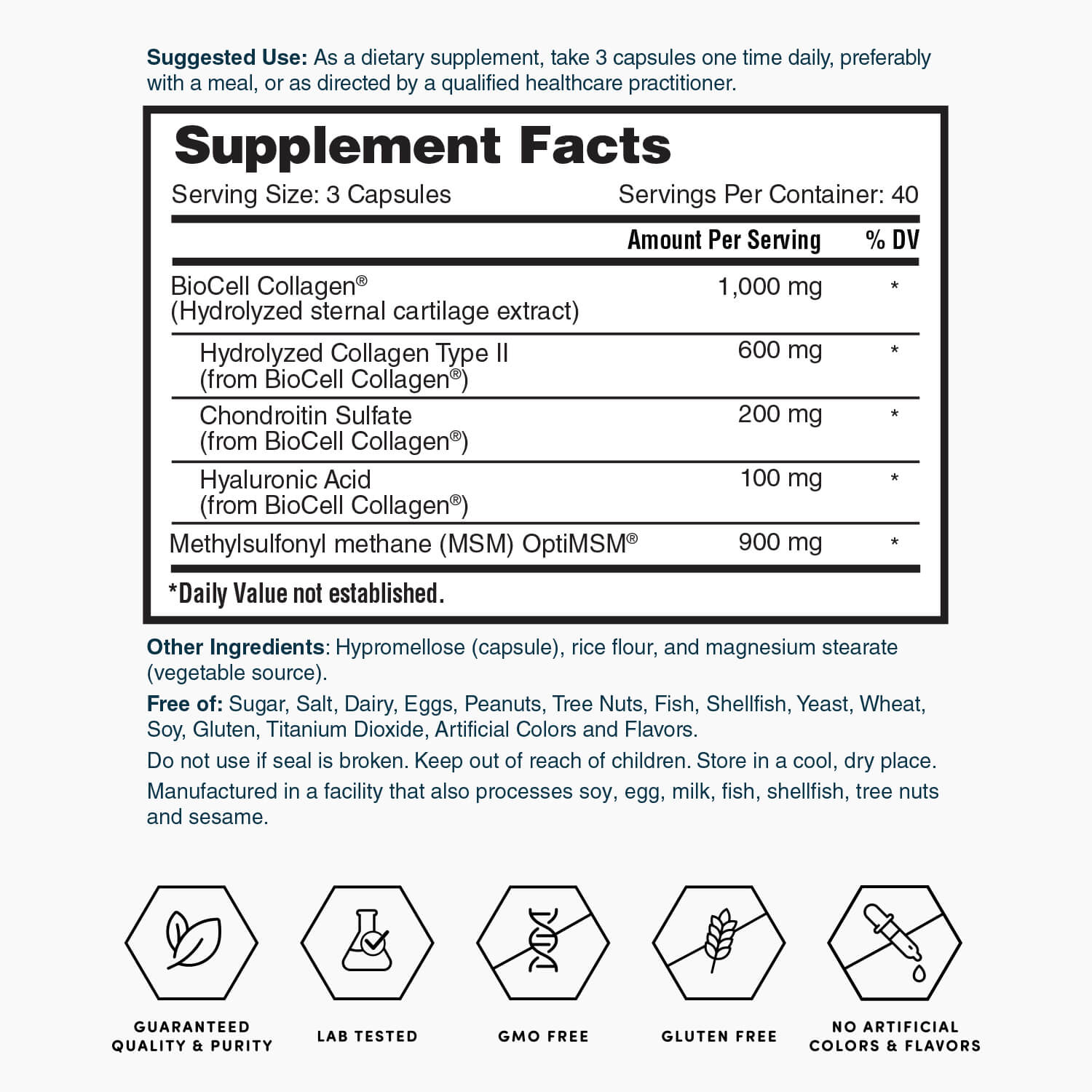 Hyaluronic Acid with BioCell Collagen® & OptiMSM® - 120 Capsules