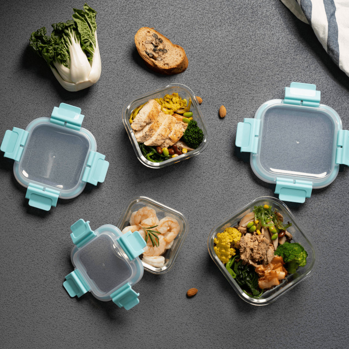 Genicook High-Dome Square Glass Container Set