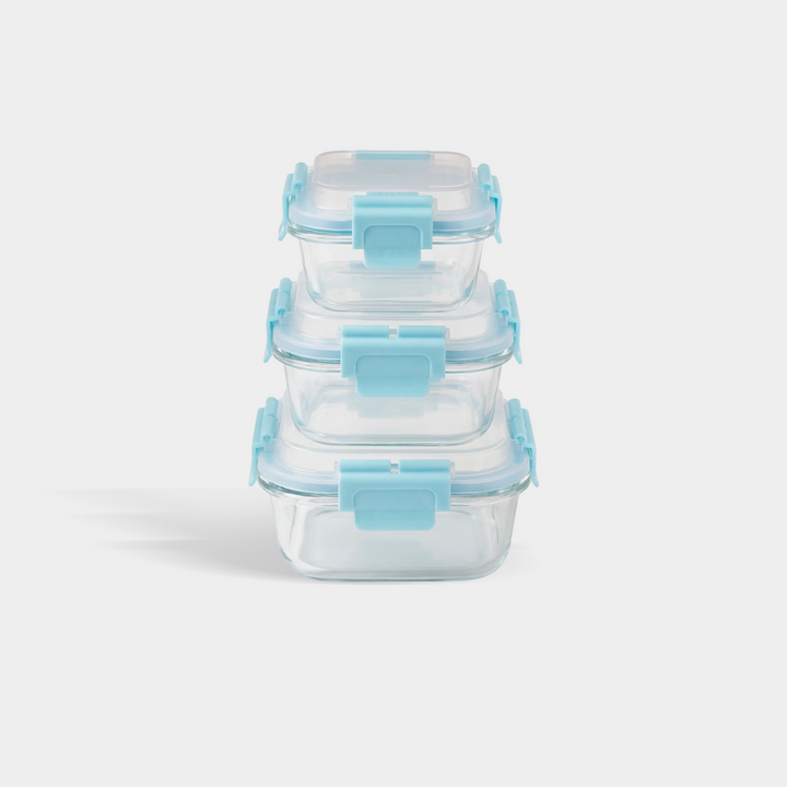 Genicook High-Dome Square Glass Container Set