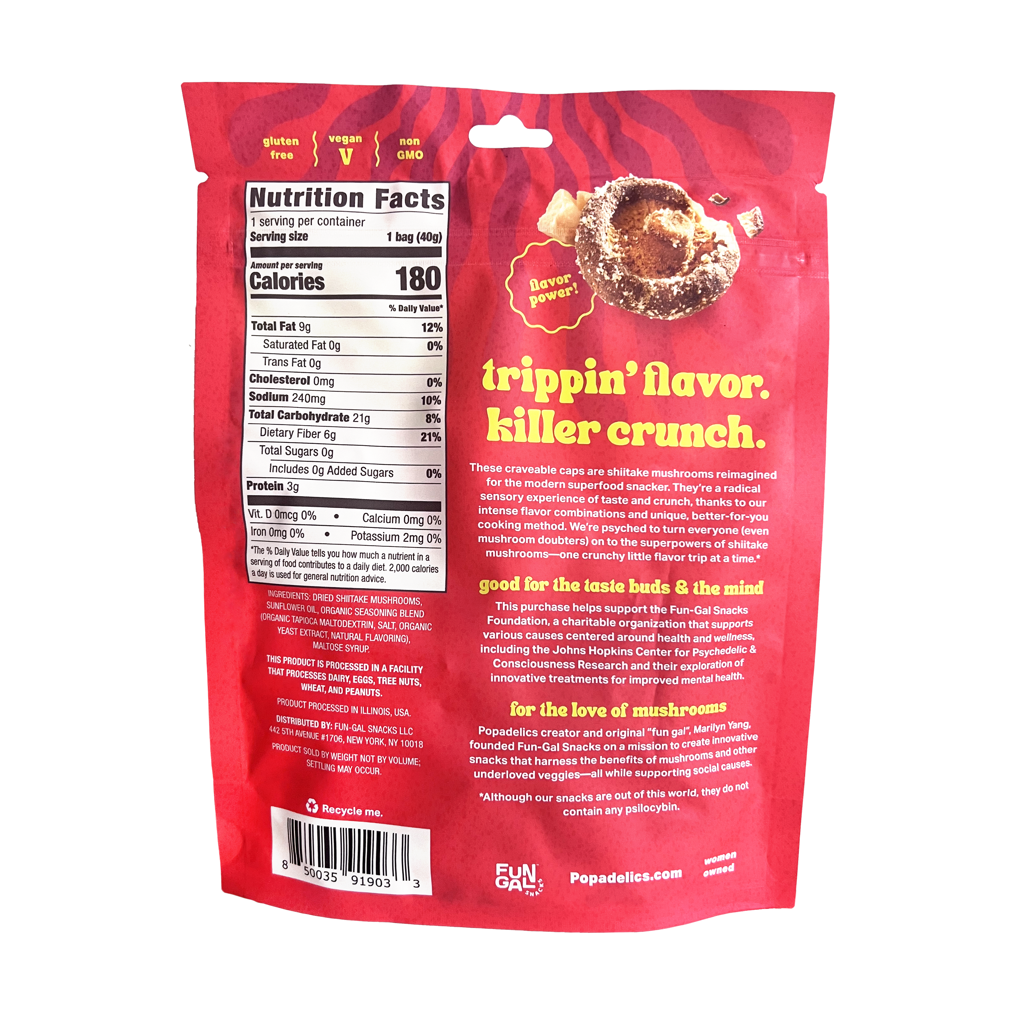 Popadelics Crunchy Mushroom Chips — Trippin' Truffle Parm | 6 - Pack