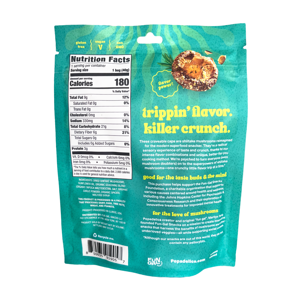 Popadelics Crunchy Mushroom Chips — Variety Pack | All 3 Flavors | 6 - Pack