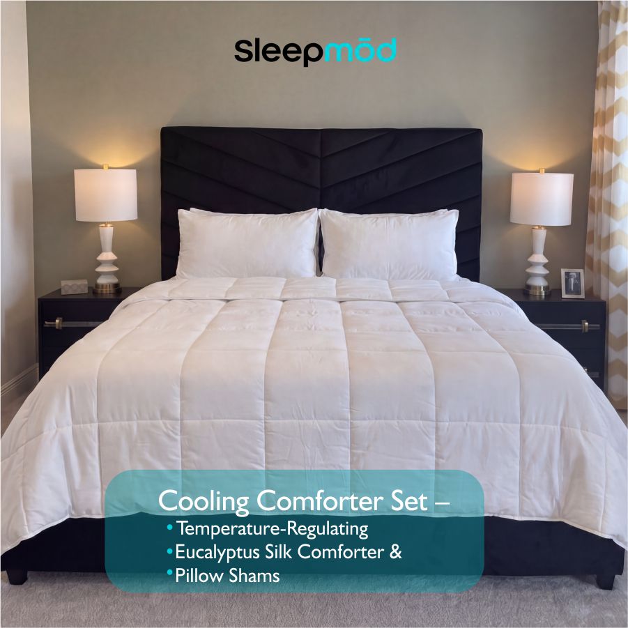 Cooling Comforter Set – Temperature - Regulating Eucalyptus Silk Comforter & Pillow Shams