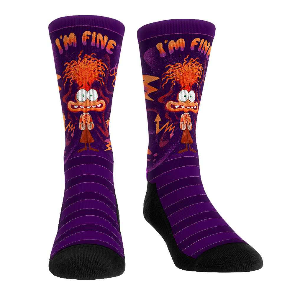 Inside Out 2 - Anxiety - I'm Fine Crew Socks