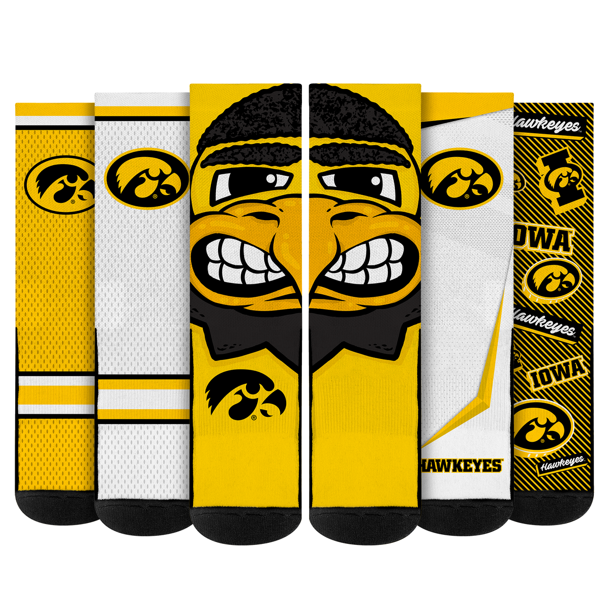 Iowa Hawkeyes - Super Fan Crew Socks 5-Pack