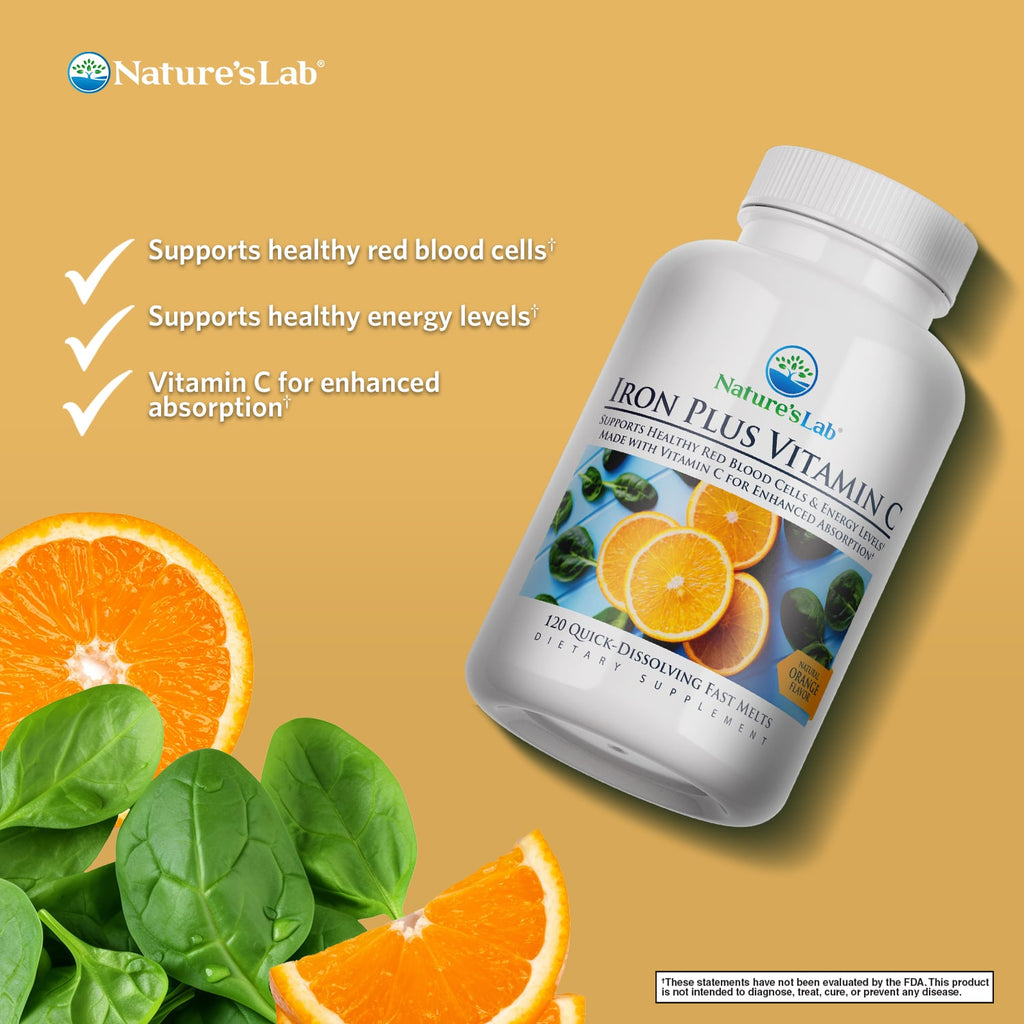 Iron Plus Vitamin C Fast Melt Tablets - 120 Tablets
