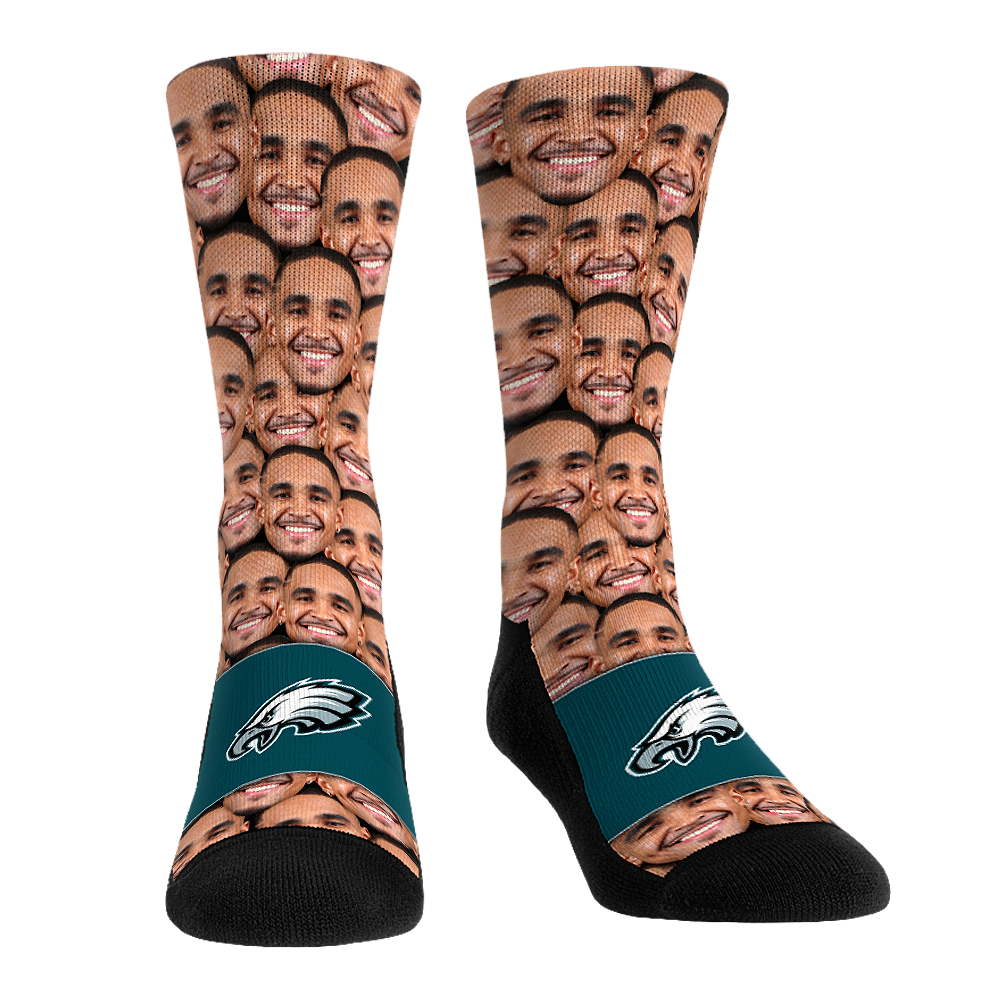 Jalen Hurts - Philadelphia Eagles - Face Repeat Crew Socks