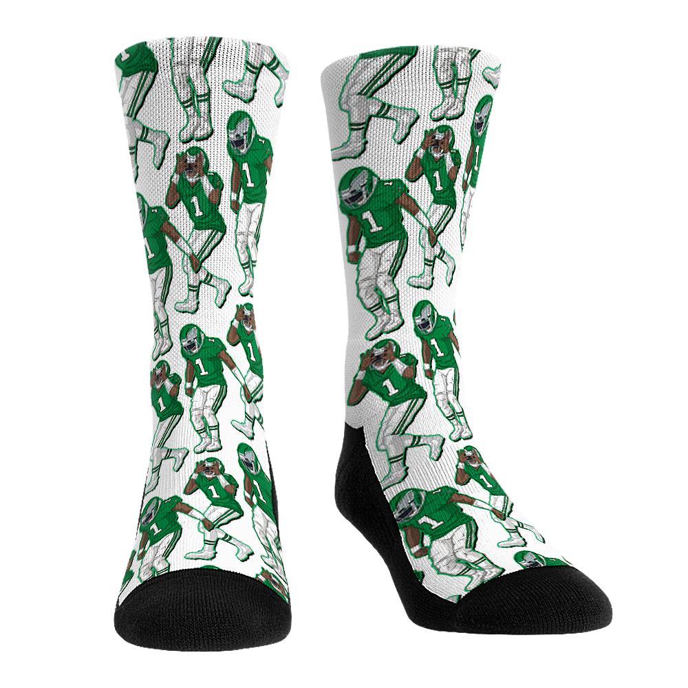 Jalen Hurts - Philadelphia Eagles - Throwback Griddy Crew Socks