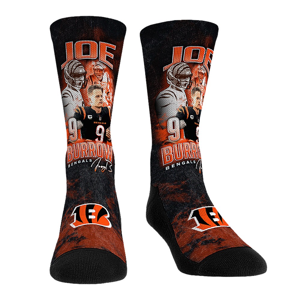 Joe Burrow - Cincinnati Bengals - Retro Photo Crew Socks