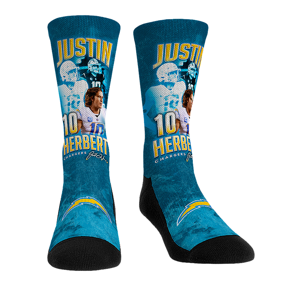 Justin Herbert - Los Angeles Chargers - Retro Photo Crew Socks