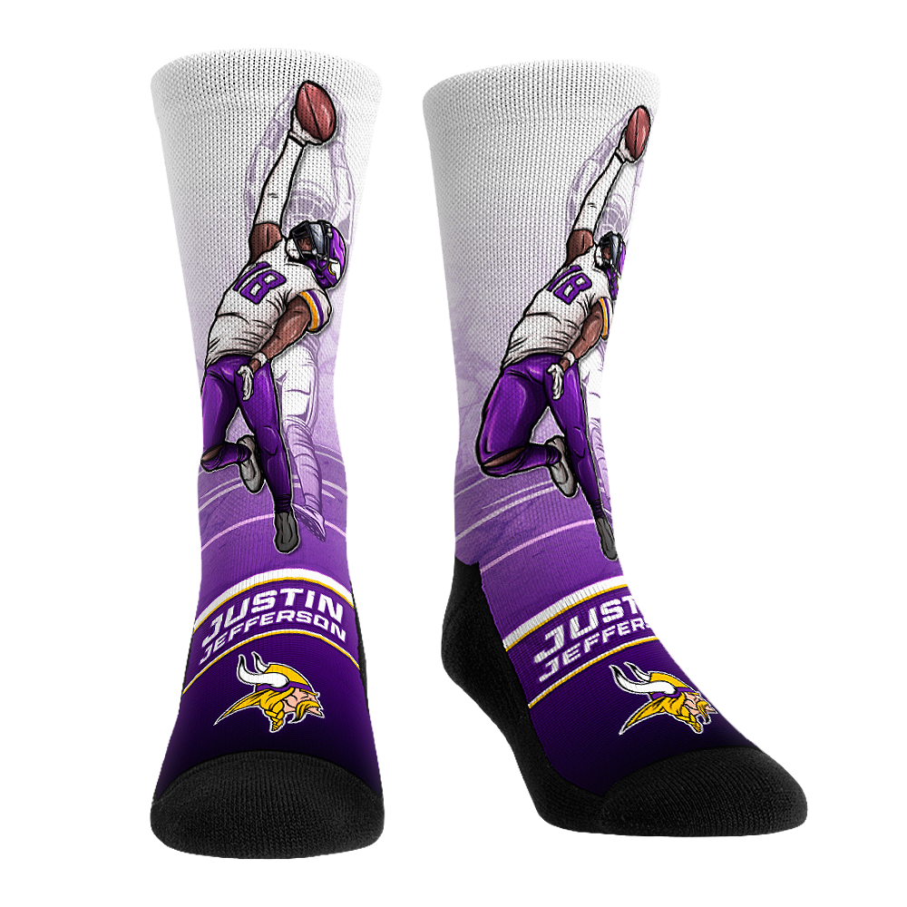 Justin Jefferson - Minnesota Vikings - One Hand Catch Crew Socks