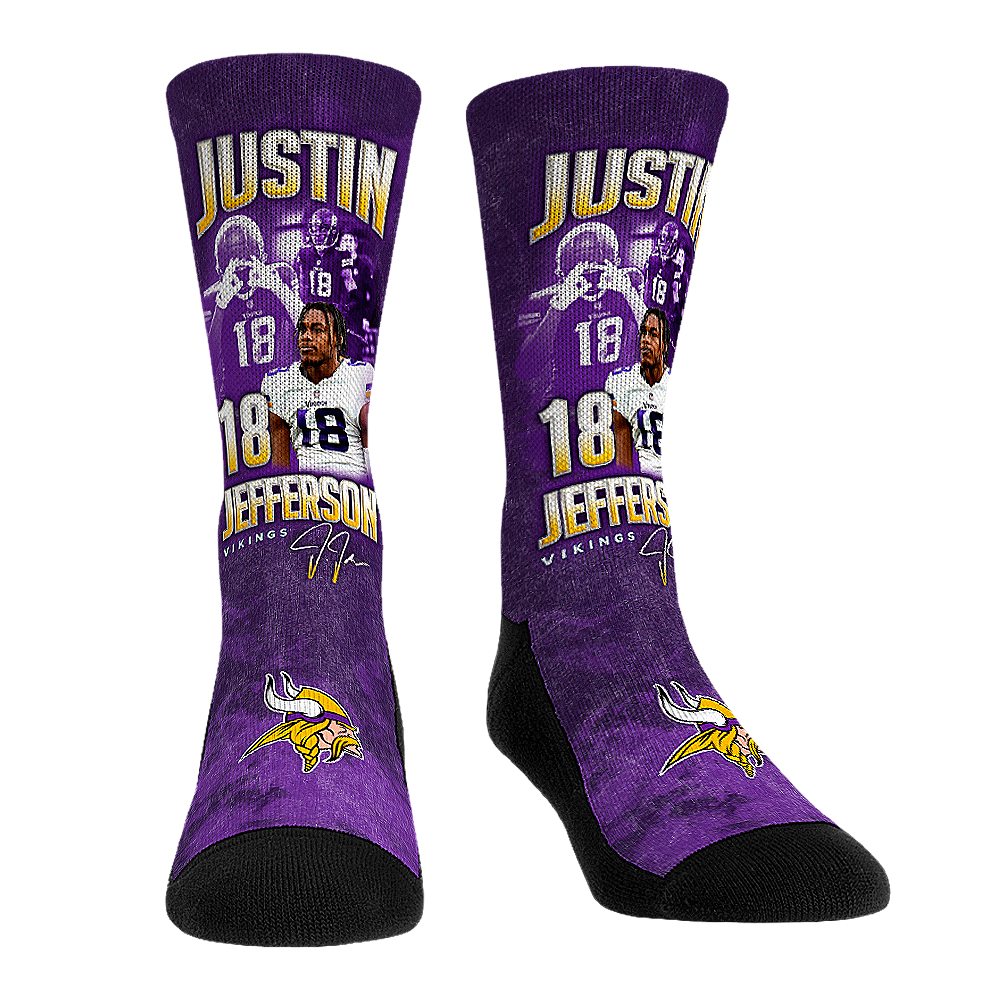 Justin Jefferson - Minnesota Vikings - Retro Photo Crew Socks