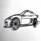 WONDERWALL 'L’Atelier Fun Collection' Porsche Cayman GT4 Wall Art – Steel Silhouette with Spinning Wheels-KAFMEKA007
