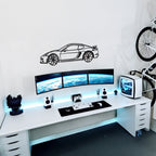 WONDERWALL 'L’Atelier Fun Collection' Porsche Cayman GT4 Wall Art – Steel Silhouette with Spinning Wheels-KAFMEKA007