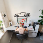 WONDERWALL 'L’Atelier Fun Collection' Porsche Cayman GT4 Wall Art – Steel Silhouette with Spinning Wheels-KAFMEKA007