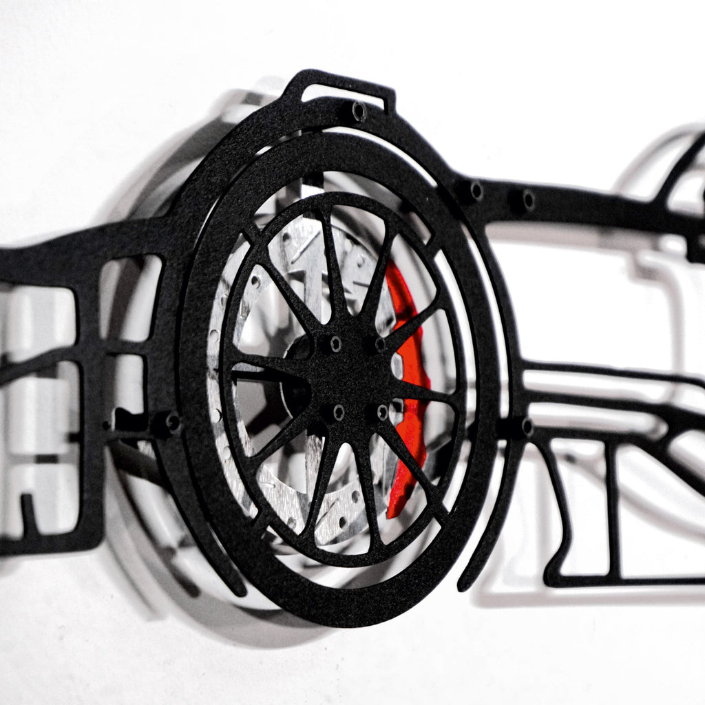 WONDERWALL 'L’Atelier Fun Collection' Formula 1 Wall Art – Steel Silhouette Racing Car with Spinning Wheels-KAFMEKA023