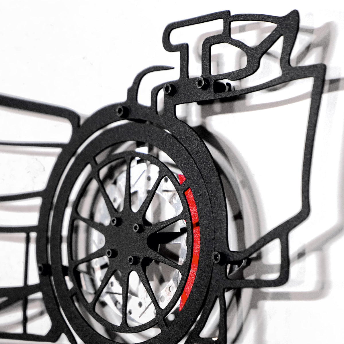 WONDERWALL 'L’Atelier Fun Collection' Formula 1 Wall Art – Steel Silhouette Racing Car with Spinning Wheels-KAFMEKA023