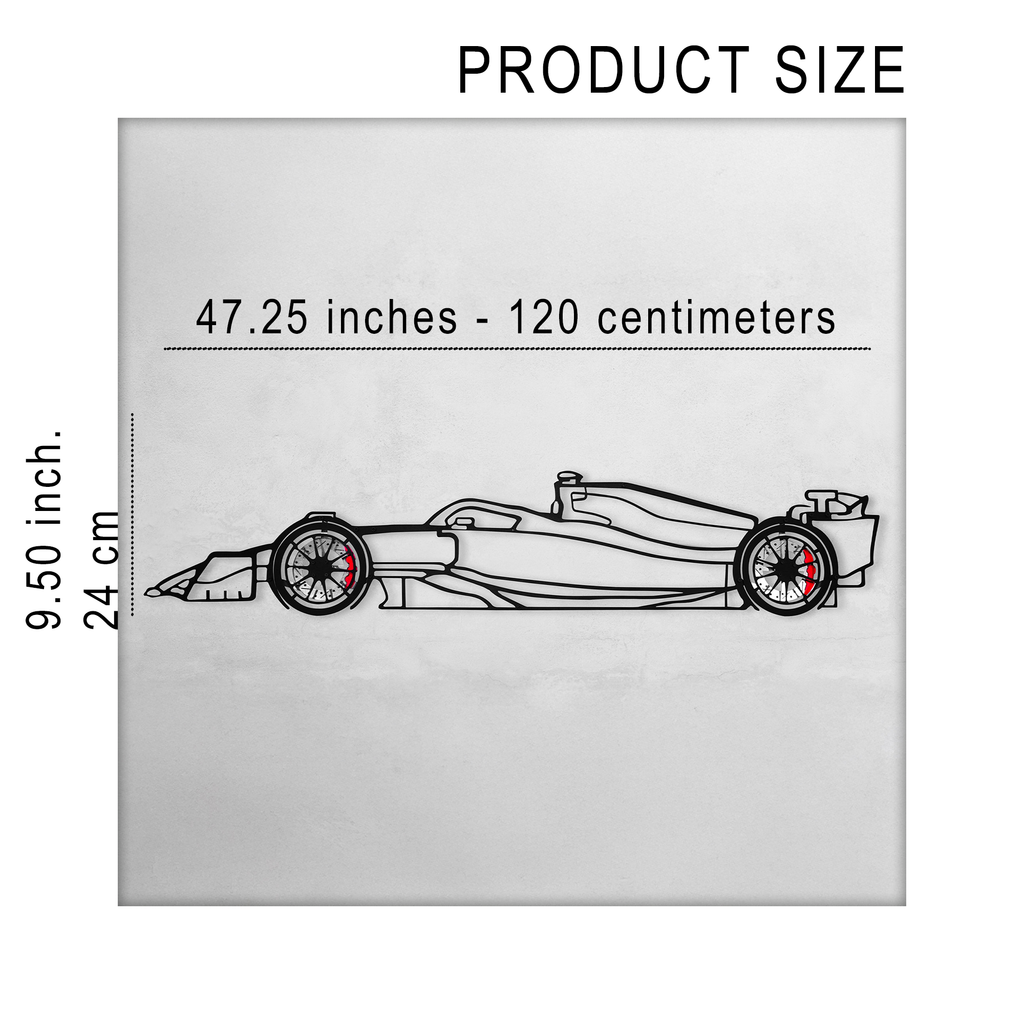 WONDERWALL 'L’Atelier Fun Collection' Formula 1 Wall Art – Steel Silhouette Racing Car with Spinning Wheels-KAFMEKA023