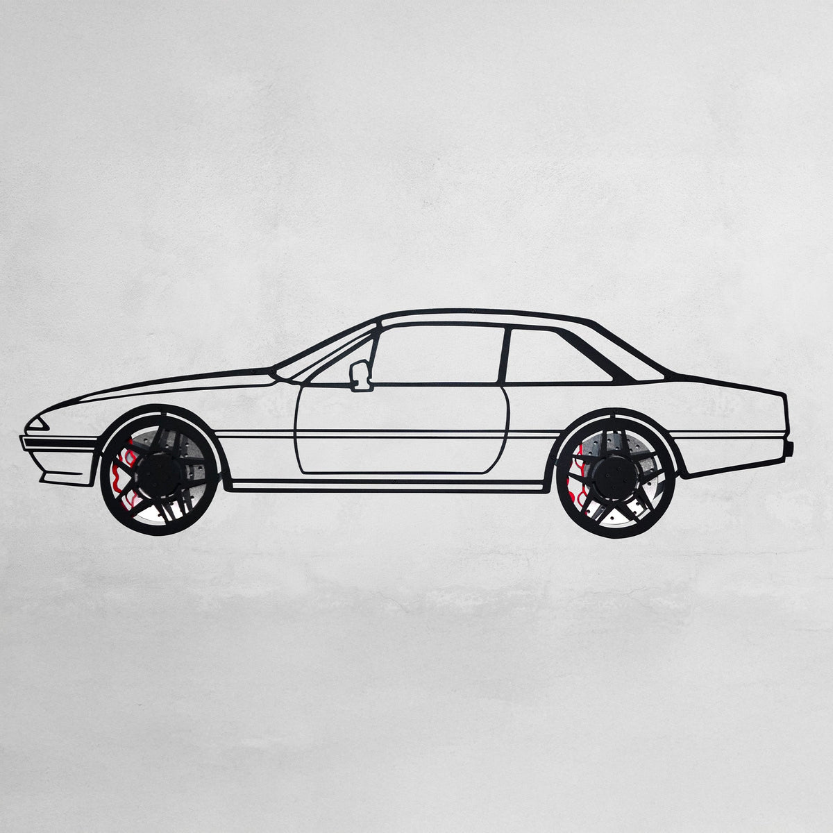 WONDERWALL 'L’Atelier Fun Collection' 1985 Ferrari 400i Wall Art – Classic Steel Silhouette with Spinning Wheels-KAFMEKA024