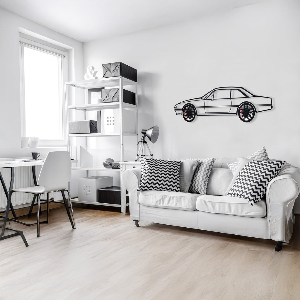 WONDERWALL 'L’Atelier Fun Collection' 1985 Ferrari 400i Wall Art – Classic Steel Silhouette with Spinning Wheels-KAFMEKA024