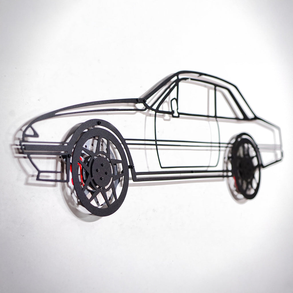 WONDERWALL 'L’Atelier Fun Collection' 1985 Ferrari 400i Wall Art – Classic Steel Silhouette with Spinning Wheels-KAFMEKA024