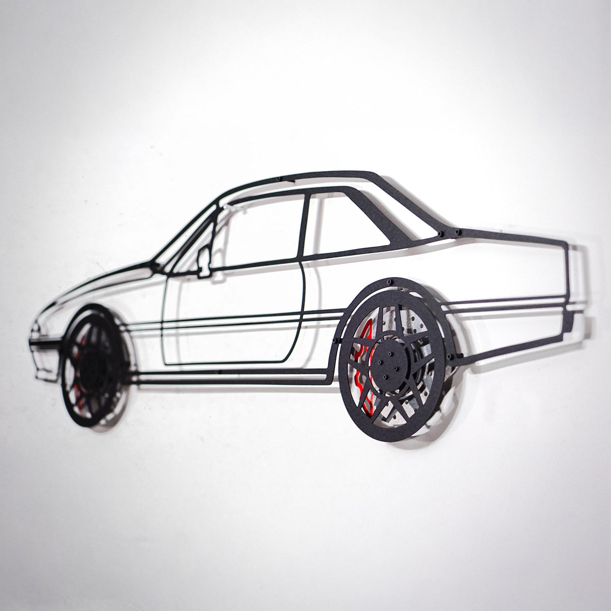 WONDERWALL 'L’Atelier Fun Collection' 1985 Ferrari 400i Wall Art – Classic Steel Silhouette with Spinning Wheels-KAFMEKA024