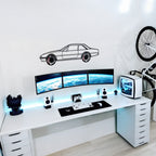 WONDERWALL 'L’Atelier Fun Collection' 1985 Ferrari 400i Wall Art – Classic Steel Silhouette with Spinning Wheels-KAFMEKA024