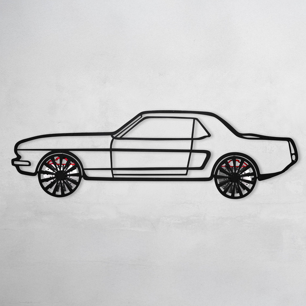 WONDERWALL 'L’Atelier Fun Collection' 1964 Ford Mustang Wall Art – Classic Steel Silhouette with Spinning Wheels-KAFMEKA025