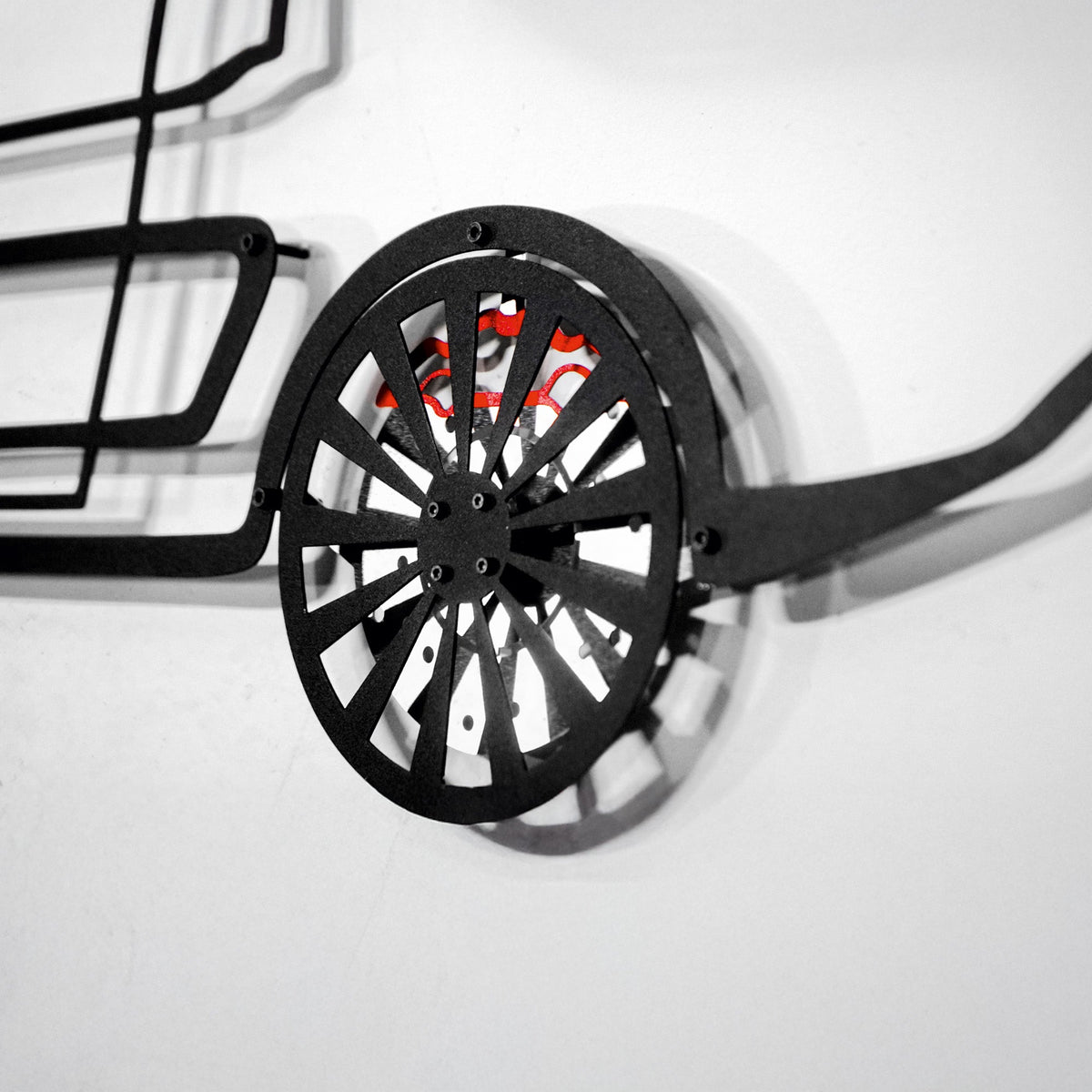 WONDERWALL 'L’Atelier Fun Collection' 1964 Ford Mustang Wall Art – Classic Steel Silhouette with Spinning Wheels-KAFMEKA025