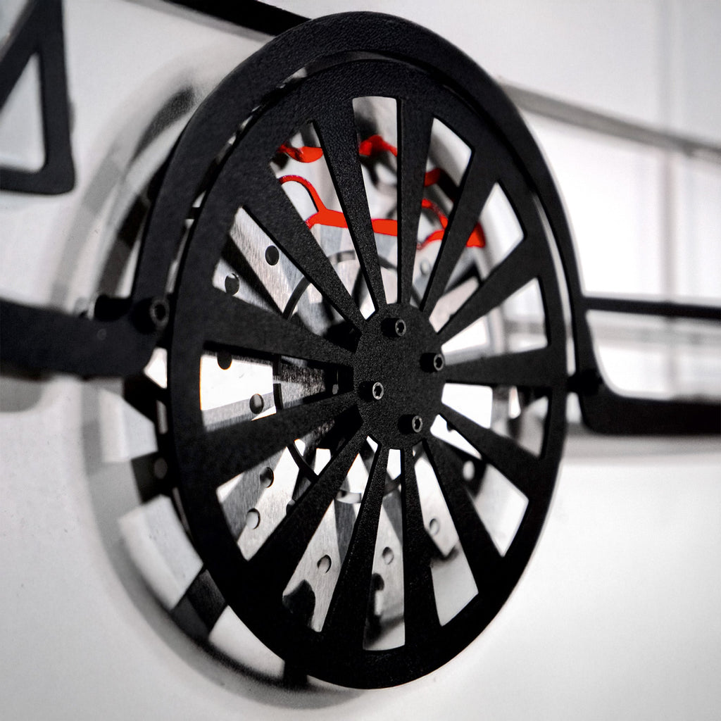 WONDERWALL 'L’Atelier Fun Collection' 1964 Ford Mustang Wall Art – Classic Steel Silhouette with Spinning Wheels-KAFMEKA025