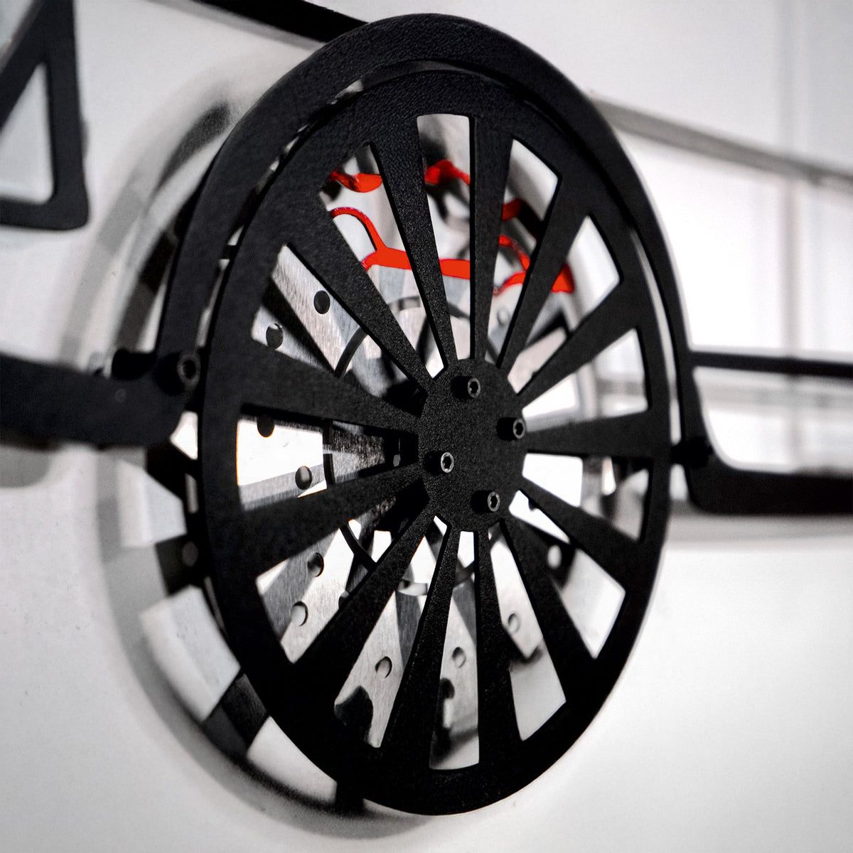 WONDERWALL 'L’Atelier Fun Collection' 1964 Ford Mustang Wall Art – Classic Steel Silhouette with Spinning Wheels-KAFMEKA025