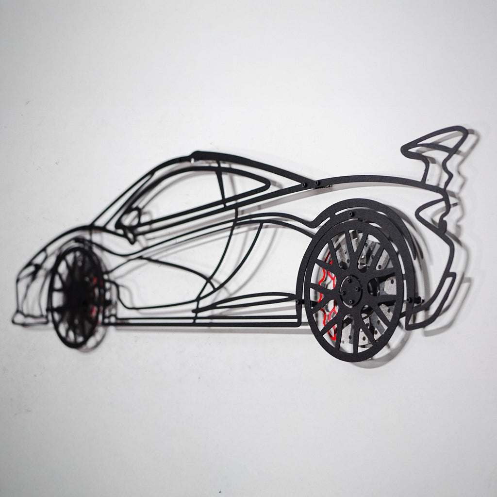 WONDERWALL 'L’Atelier Fun Collection' McLaren Wall Art – Exotic Supercar Steel Silhouette with Spinning Wheels-KAFMEKA031
