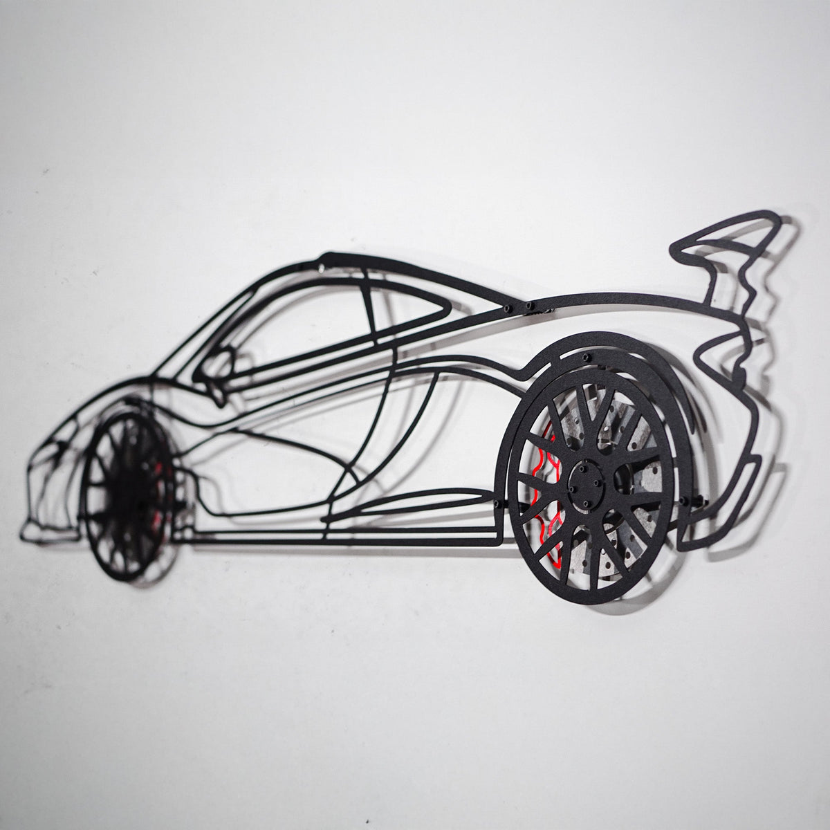WONDERWALL 'L’Atelier Fun Collection' McLaren Wall Art – Exotic Supercar Steel Silhouette with Spinning Wheels-KAFMEKA031