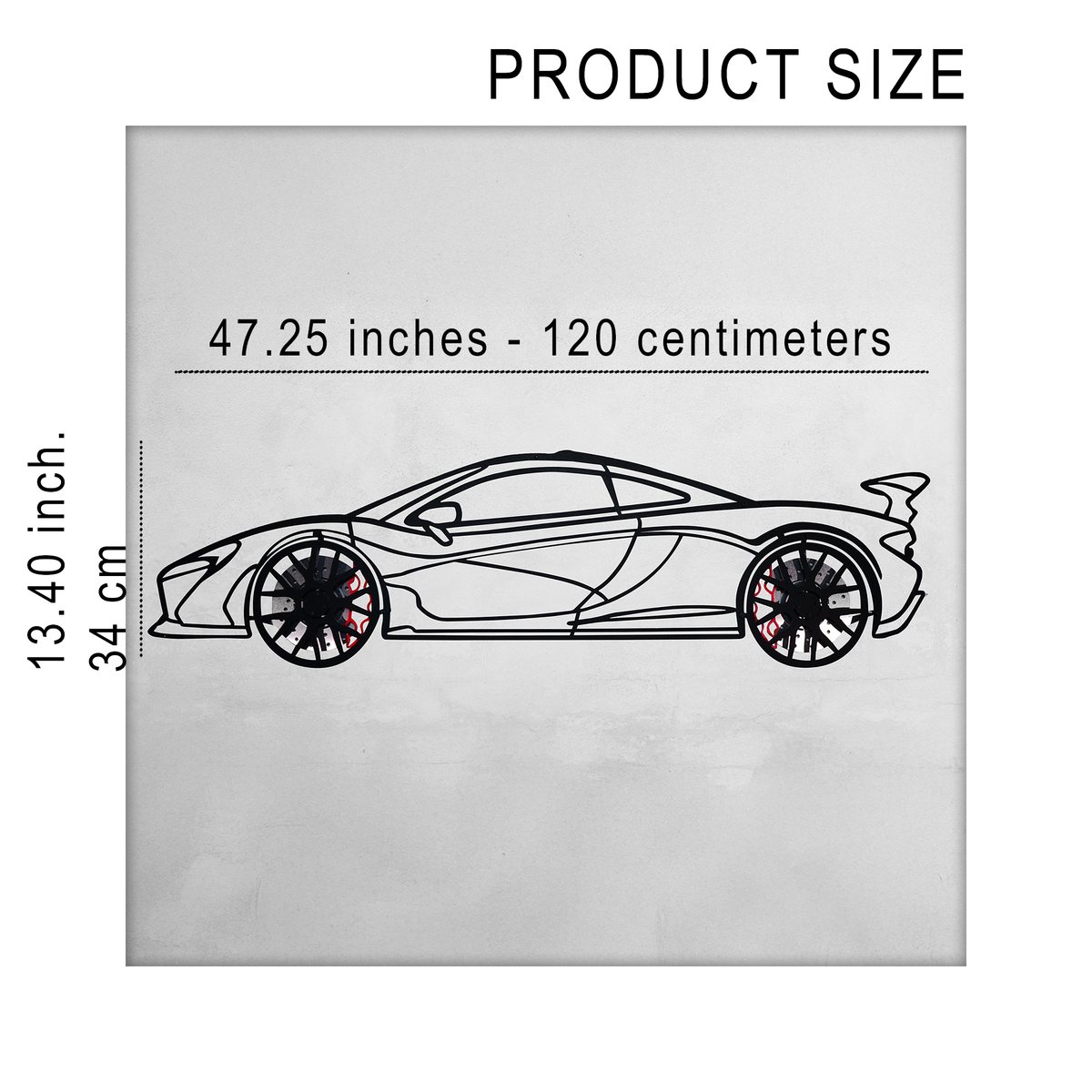 WONDERWALL 'L’Atelier Fun Collection' McLaren Wall Art – Exotic Supercar Steel Silhouette with Spinning Wheels-KAFMEKA031