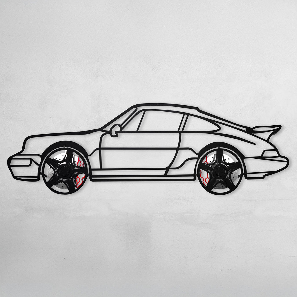 WONDERWALL 'L’Atelier Fun Collection' Classic Porsche 911 Wall Art – Retro Steel Silhouette with Spinning Wheels-KAFMEKA038