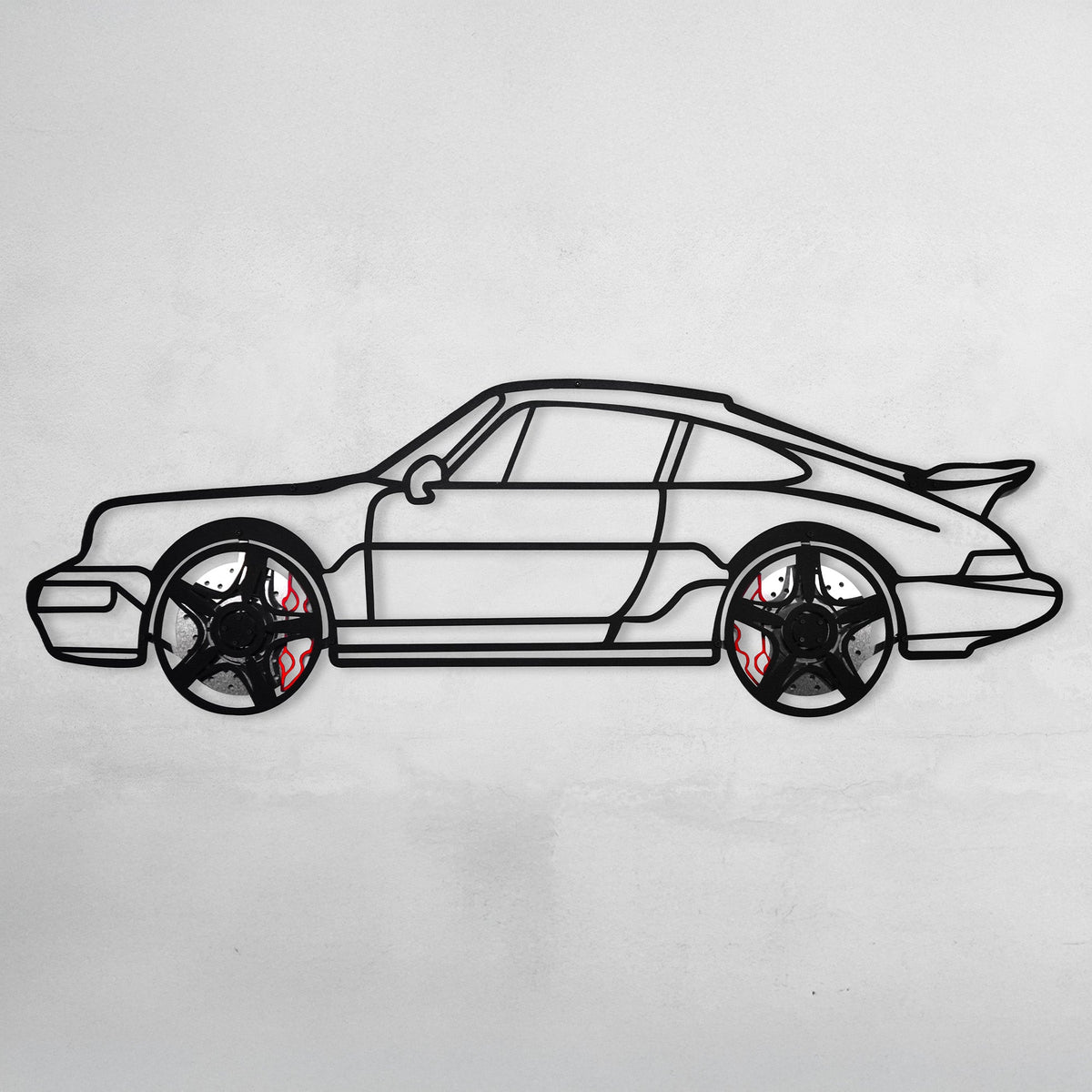 WONDERWALL 'L’Atelier Fun Collection' Classic Porsche 911 Wall Art – Retro Steel Silhouette with Spinning Wheels-KAFMEKA038