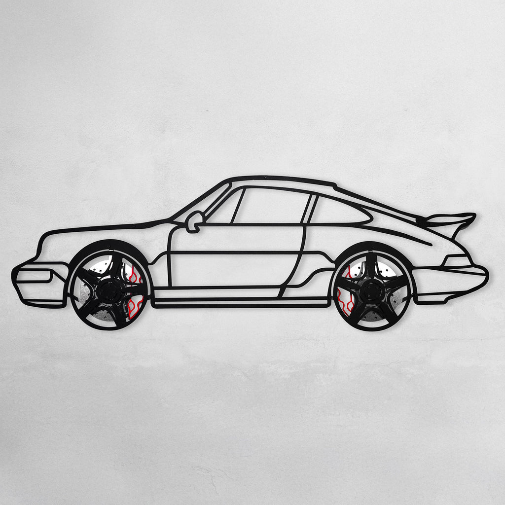 WONDERWALL 'L’Atelier Fun Collection' Classic Porsche 911 Wall Art – Retro Steel Silhouette with Spinning Wheels-KAFMEKA038
